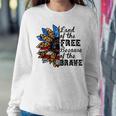 Vintage Usa Flag Sunflower Land Free Because Brave  Sweatshirt Gifts for Her
