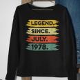 44Th Birthday Retro Vintage Legend Since July 1978 Sweatshirt Gifts for Old Women