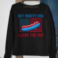 4Th Of July Hot Diggity Dog I Love The Usa Funny Hot Dog Sweatshirt Gifts for Old Women