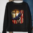 American Christian Cross Patriotic Flag Sweatshirt Gifts for Old Women