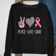 Breast Cancer Awareness Peace Love Cure Tshirt Sweatshirt Gifts for Old Women