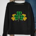 Buffalo Shamrock Plaid Irish Clovers Graphic Design Printed Casual Daily Basic Sweatshirt Gifts for Old Women