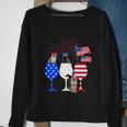 Cat 4Th Of July Costume Red White Blue Wine Glasses Funny Sweatshirt Gifts for Old Women