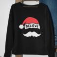 Funny Believe Santa Hat White Mustache Kids Family Christmas Sweatshirt Gifts for Old Women