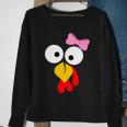 Girl Turkey Face Pink Bow Thanksgiving Day Tshirt Sweatshirt Gifts for Old Women