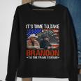 Its Time To Take Brandon To The Train Station America Flag Tshirt Sweatshirt Gifts for Old Women