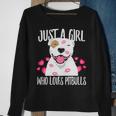 Just A Girl Who Loves Pit Bulls Dog Love R Dad Mom Boy Girl Sweatshirt Gifts for Old Women