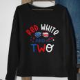 Kids Red White And Two 2Nd Birthday 4Th Of July Firework Boy Sweatshirt Gifts for Old Women