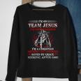 Knight TemplarShirt - Im On Team Jesus Im Not Religious Im A Christian Imperfect And Unworthy Saved By Grace Seeking After God - Knight Templar Store Sweatshirt Gifts for Old Women