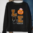Love Nurse Life Pumpkin Leopard Fall Halloween Nurses Sweatshirt Gifts for Old Women