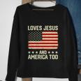 Loves Jesus And America Too Usa Patriotic Funny Christian Sweatshirt Gifts for Old Women