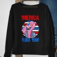 Merica Flock Yeah 4Th July Funny Patriotic Flamingo Sweatshirt Gifts for Old Women