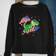 Patriotic Dinosaur Fireworks &8211 Usa American Flag 4Th Of July Sweatshirt Gifts for Old Women