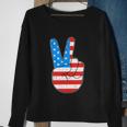 Peace Hand Sign For 4Th Of July American Flag Sweatshirt Gifts for Old Women