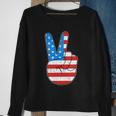 Peace Hand Sign With Usa American Flag For 4Th Of July Funny Gift Sweatshirt Gifts for Old Women