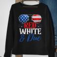 Red White And Due 4Th Of July Pregnancy Announcement Flag Sweatshirt Gifts for Old Women