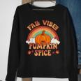 Retro Fall Vibes And Pumpkin Spice Rainbow Fall Autumn Sweatshirt Gifts for Old Women