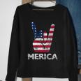 Retro Usa 4Th Of July Vintage American Flag Merica Rock Sign Sweatshirt Gifts for Old Women