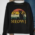 Retro Vintage Scary Black Cat And Bats Horror Halloween Sweatshirt Gifts for Old Women