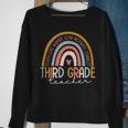 Third Grade Teacher Teach Love Inspire Boho Rainbow Sweatshirt Gifts for Old Women