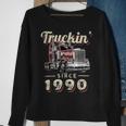 Trucker Truckin Since 1990 Trucker Big Rig Driver 32Nd Birthday Sweatshirt Gifts for Old Women