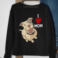 Womens I Love Mom Valentines Day Cute Dog Pitbull Mama V Day Pajama Sweatshirt Gifts for Old Women