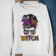 100 That Witch Halloween Costume Messy Bun Skull Witch Girl Sweatshirt Gifts for Old Women