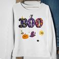 Boo Halloween Costume Spiders Ghosts Pumkin & Witch Hat V2 Sweatshirt Gifts for Old Women