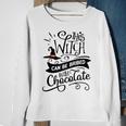 Halloween This Witch Can Be Bribed With Chocolate Black And Orange Men Women Sweatshirt Graphic Print Unisex Gifts for Old Women