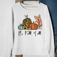 Its Fall Yall Yellow Corgi Dog Leopard Pumpkin Falling Sweatshirt Gifts for Old Women
