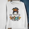 One Spooky Mama For Halloween Messy Bun Mom Monster Bleached Sweatshirt Gifts for Old Women