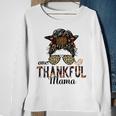 One Thankful Mama Messy Bun Glasses Women Mom Thanksgiving Sweatshirt Gifts for Old Women