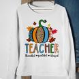Pumpkin Leopard Teacher Thankful Grateful Blessed V3 Sweatshirt Gifts for Old Women