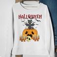 Scary Pumpkin And Vampire Bat Cat Halloween Trick Or Treat Sweatshirt Gifts for Old Women