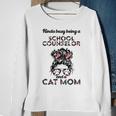 School Counselor And Cat Moms Messy Bun Hair Sweatshirt Gifts for Old Women