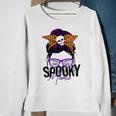 Spooky Messy Bun Mama Happy Halloween Sweatshirt Gifts for Old Women
