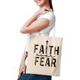 Faith Over Fear Leopard Letters Christian Faith Cross Tote Bag