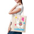 Kids 4Th Birthday I Am 4 Years Old And Llamazing Llama Girl Ns Tote Bag
