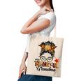 One Thankful Grandma Messy Bun Fall Autumn Thanksgiving Tote Bag