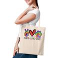 Peace Love Dogs Paws Tie Dye Rainbow Animal Rescue Womens Tote Bag