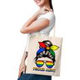 Proud Aunt Messy Bun Rainbow Lgbt Gay Pride Month Tote Bag
