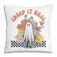Halloween Costume Retro Creep It Real Ghost With Flowers Pillow
