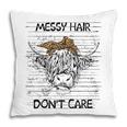 Highland Cow Leopard Bandana Messy Hair Dont Care Western Pillow