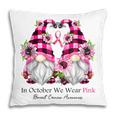 In October We Wear Pink Gnome Sunflower Breast Cancer Pillow