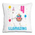 Kids 4Th Birthday I Am 4 Years Old And Llamazing Llama Girl Ns Pillow