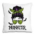 Momster Womens Halloween Messy Bun Mom Ster V5 Pillow