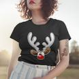 Christmas Red Nose Reindeer Face Graphic Design Printed Casual Daily Basic Women T-shirt Gifts for Her