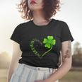 Dragonfly Heart Irish Shamrock Heart Clover St Patrick Day Women T-shirt Gifts for Her