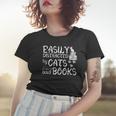 Easily Distracted By Cats And Books Funny Book Lover Women T-shirt Gifts for Her