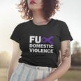 Fuck Domestic Violence Purple Ribbon Domestic Violence Women T-shirt Gifts for Her